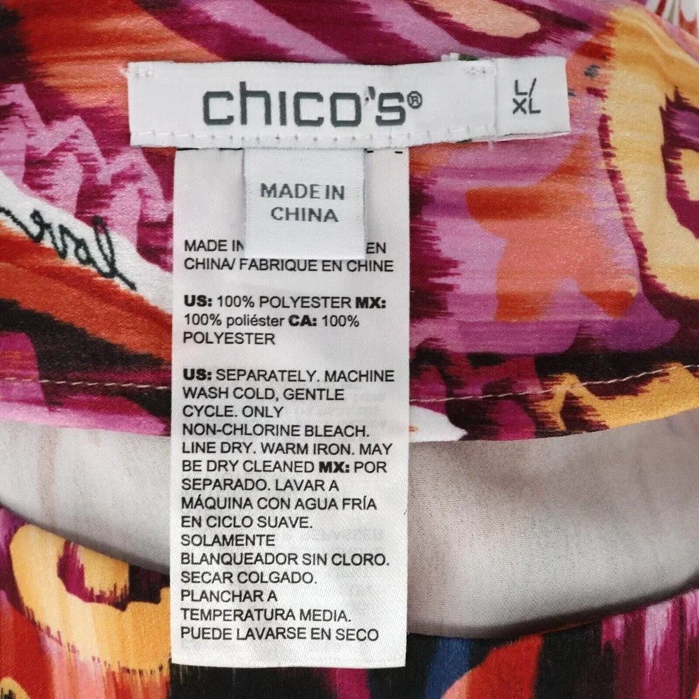 Chico's sz 2 (12-14) Vibrant Paisley and Leopard Blouse - Picture 3 of 13